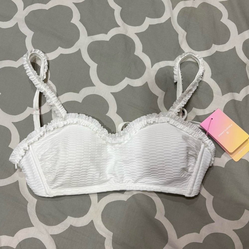 Stoney Clover Lane White Ruffled Bikini Top